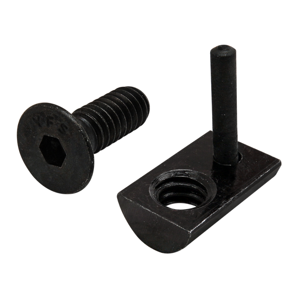 3525 -  Bolt Assembly: 1/4-20 x .750" Black FHSCS and Roll-In T-Nut with Flex Handle - Black Zinc