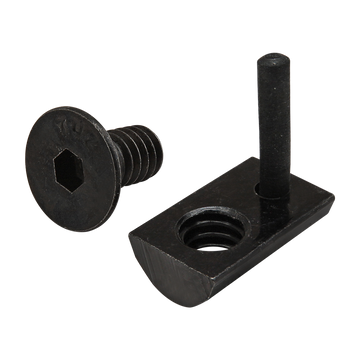 3532 -  Bolt Assembly: 1/4-20 x .500" Black FHSCS and Roll-In T-Nut with Flex Handle - Black Zinc