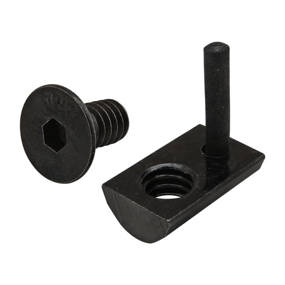 3532 -  Bolt Assembly: 1/4-20 x .500" Black FHSCS and Roll-In T-Nut with Flex Handle - Black Zinc
