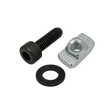 75-3483 -  Bolt Assembly: M5 x 16.00mm Black SHCS with Washer and Standard Drop-In T-Nut  - Bright Zinc