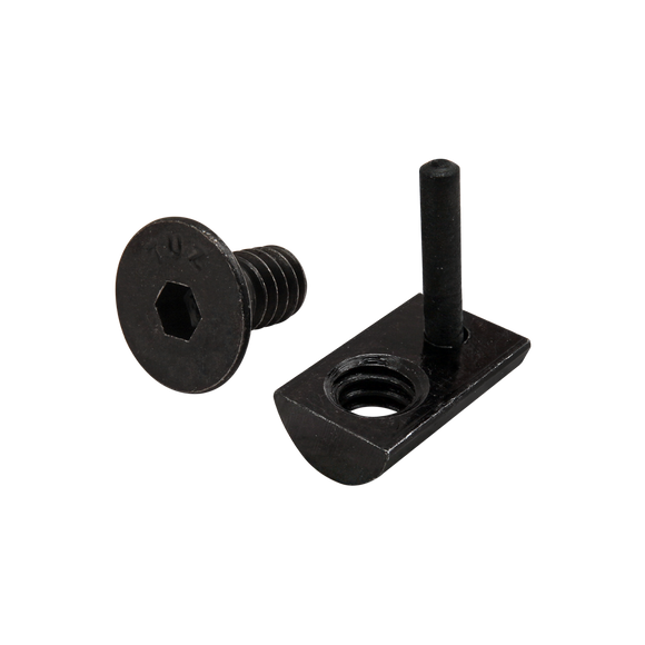 3415 -  Bolt Assembly: 1/4-20 x .500" Black FHSCS and Roll-In T-Nut with Flex Handle - Black Zinc