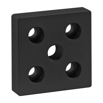 2139-BLACK -  10 Series 5 Hole - Center Tap Base Plate: 2.00" x 2.00" with 7/16-14 Tap