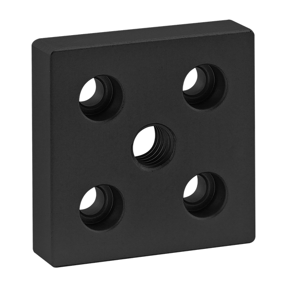 2139-BLACK -  10 Series 5 Hole - Center Tap Base Plate: 2.00" x 2.00" with 7/16-14 Tap