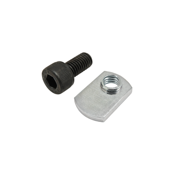 75-3531 -  Bolt Assembly: M8 x 16.00mm Black SHCS with Slide-In Economy T-Nut - Offset Thread - Bright Zinc