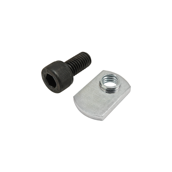 75-3531 -  Bolt Assembly: M8 x 16.00mm Black SHCS with Slide-In Economy T-Nut - Offset Thread - Bright Zinc