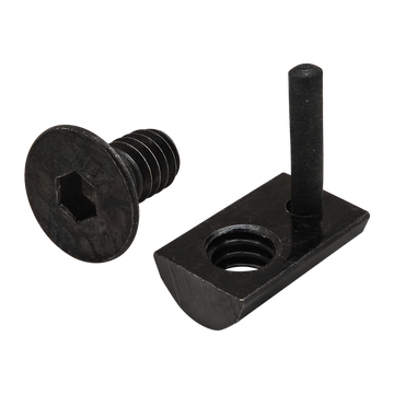 3533 -  Bolt Assembly: 1/4-20 x .500" Black FHSCS and Roll-In T-Nut with Flex Handle - Black Zinc