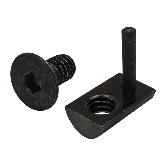3533 -  Bolt Assembly: 1/4-20 x .500" Black FHSCS and Roll-In T-Nut with Flex Handle - Black Zinc