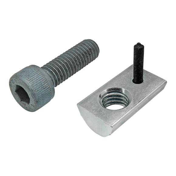 75-3462 -  Bolt Assembly: M8 x 25.00mm Blue SHCS and Roll-In T-Nut with Flex Handle - Bright Zinc