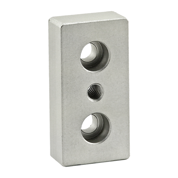 2128 -  10 Series 3 Hole - Center Tap Base Plate: 1.00" x 2.00" with 1/4-20 Tap