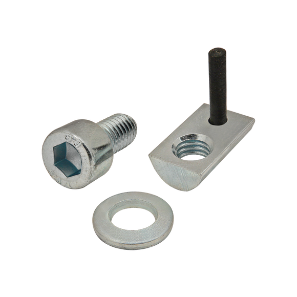 3849 -  Bolt Assembly: M6 x 12.00mm Bright SHCS with Washer and Roll-In T-Nut with Flex Handle - Bright Zinc