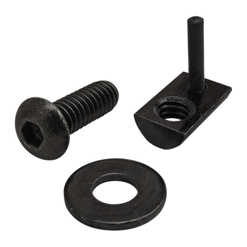 3372 -  Bolt Assembly: 1/4-20 x .750" Black BHSCS with Washer and Roll-In T-Nut with Flex Handle - Black Zinc
