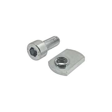 3899 -  Bolt Assembly: M8 x 20.00mm Bright SHCS and Slide-In Economy T-Nut - Offset Thread - Bright Zinc