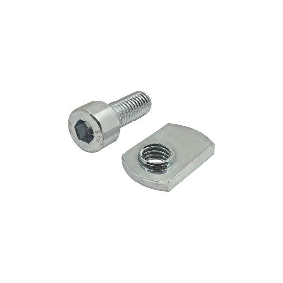 3899 -  Bolt Assembly: M8 x 20.00mm Bright SHCS and Slide-In Economy T-Nut - Offset Thread - Bright Zinc