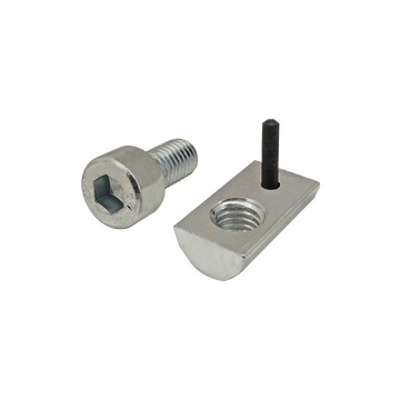 3865 -  Bolt Assembly: M8 x 16.00mm Bright SHCS and Roll-In T-Nut with Flex Handle - Bright Zinc