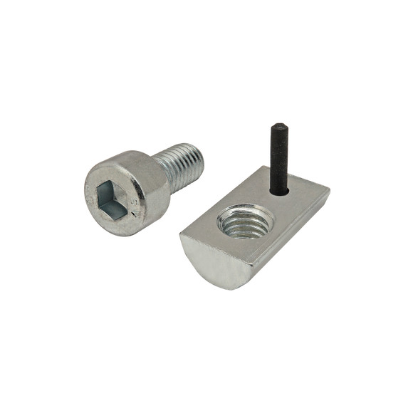 3865 -  Bolt Assembly: M8 x 16.00mm Bright SHCS and Roll-In T-Nut with Flex Handle - Bright Zinc