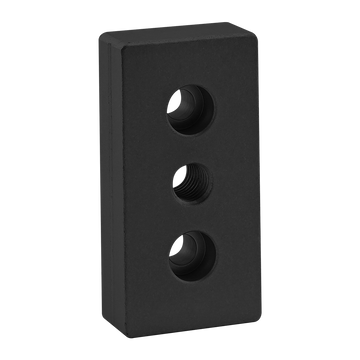 40-2135-BLACK -  40 Series 3 Hole - Center Tap Base Plate - 40mm x 80mm with M12 Tap