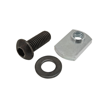 75-3529 -  Bolt Assembly: M8 x 20.00mm Black BHSCS with Washer and Slide-In Economy T-Nut - Offset Thread - Bright Zinc