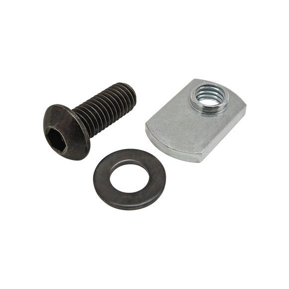 75-3529 -  Bolt Assembly: M8 x 20.00mm Black BHSCS with Washer and Slide-In Economy T-Nut - Offset Thread - Bright Zinc