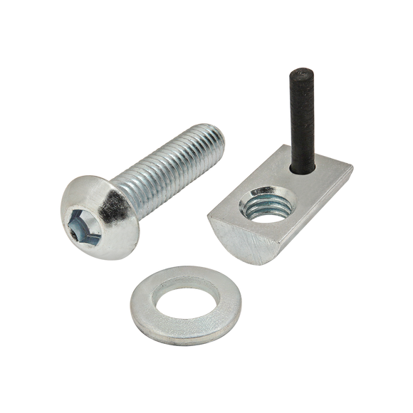 3829 -  Bolt Assembly: M6 x 25.00mm Bright BHSCS with Washer and Roll-In T-Nut with Flex Handle - Bright Zinc