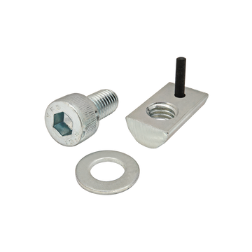 3878 -  Bolt Assembly: M8 x 16.00mm Bright SHCS with Washer and Roll-In T-Nut with Flex Handle - Bright Zinc