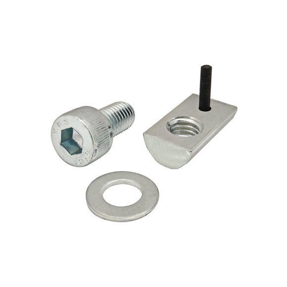 3878 -  Bolt Assembly: M8 x 16.00mm Bright SHCS with Washer and Roll-In T-Nut with Flex Handle - Bright Zinc