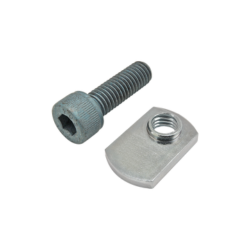 75-3431 -  Bolt Assembly: M8 x 25.00mm Blue SHCS with Slide-In Economy T-Nut - Offset Thread - Bright Zinc
