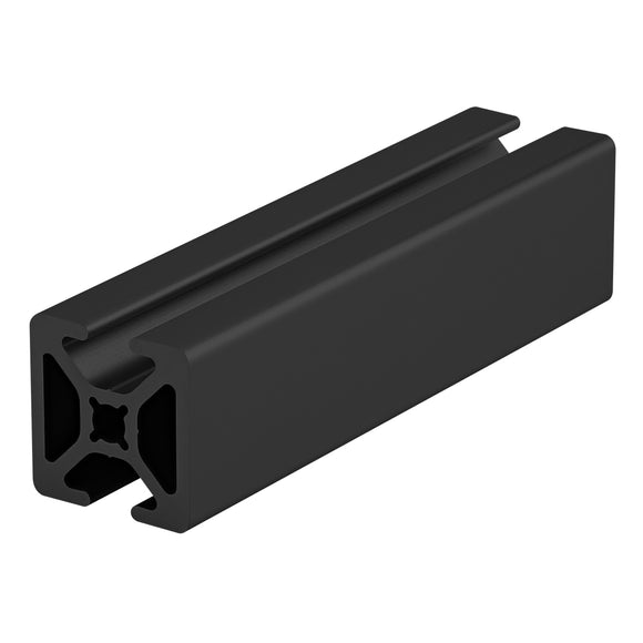 1004-S-120-BLACK-FB -  1.0" X 1.0" BI-SLOT OPPOSITE T-SLOTTEDEXT SMOOTH 120" BAR FULL BLACK