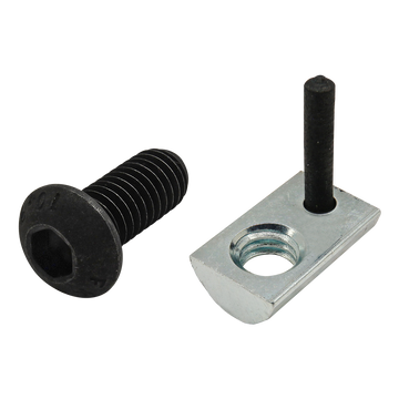 75-3643 -  Bolt Assembly: M6 x 14.00mm Black BHSCS and Roll-In T-Nut with Flex Handle - Bright Zinc