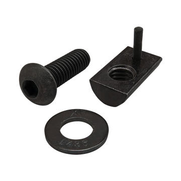 3445 -  Bolt Assembly: 5/16-18 x 1.000" Black BHSCS with Washer and Roll-In T-Nut with Flex Handle - Black Zinc