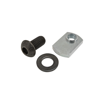 75-3528 -  Bolt Assembly: M8 x 16.00mm Black BHSCS with Washer and Slide-In Economy T-Nut - Offset Thread - Bright Zinc