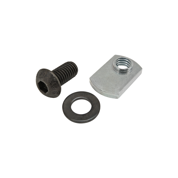 75-3528 -  Bolt Assembly: M8 x 16.00mm Black BHSCS with Washer and Slide-In Economy T-Nut - Offset Thread - Bright Zinc
