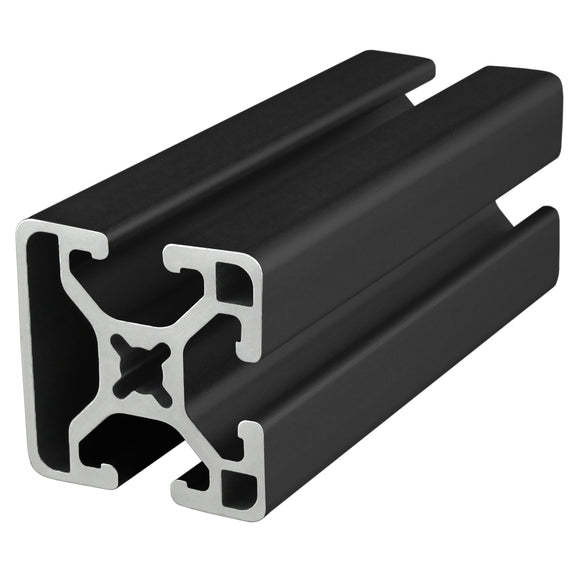 1503-LS-BLACK-120 -  1.50â X 1.50â Lite Smooth SurfaceT-Slotted Profile - Three Adjacent Open T-Slots - 120" Full Length Profile