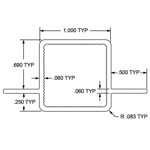 9015-145 -  1" SQUARE DOUBLE FLANGED QUICKFRAME 145" BAR