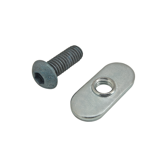 75-3406 -  Bolt Assembly: M6 x 16.00mm Blue BHSCS with Slide-In Economy T-Nut - Centered Thread - Bright Zinc