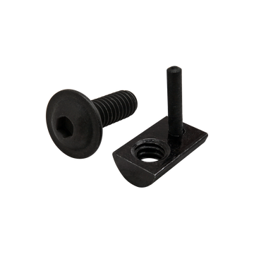3385 -  Bolt Assembly: 1/4-20 x .750" Black FBHSCS and Roll-In T-Nut with Flex Handle - Black Zinc