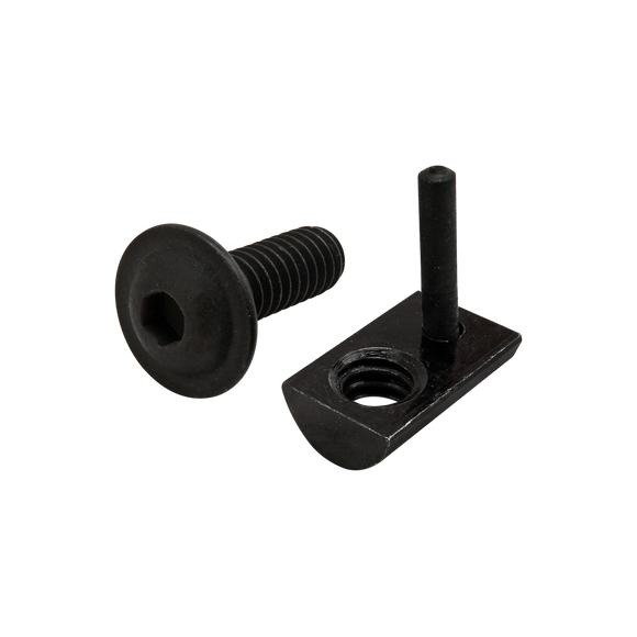 3385 -  Bolt Assembly: 1/4-20 x .750" Black FBHSCS and Roll-In T-Nut with Flex Handle - Black Zinc