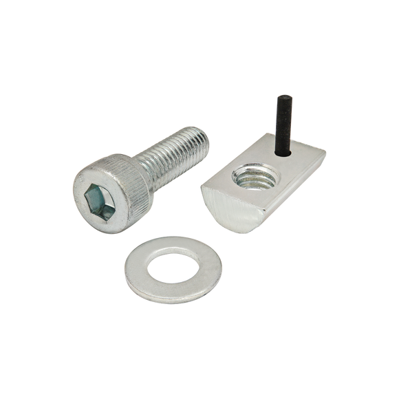 3888 -  Bolt Assembly: M8 x 25.00mm Bright SHCS with Washer and Roll-In T-Nut with Flex Handle - Bright Zinc