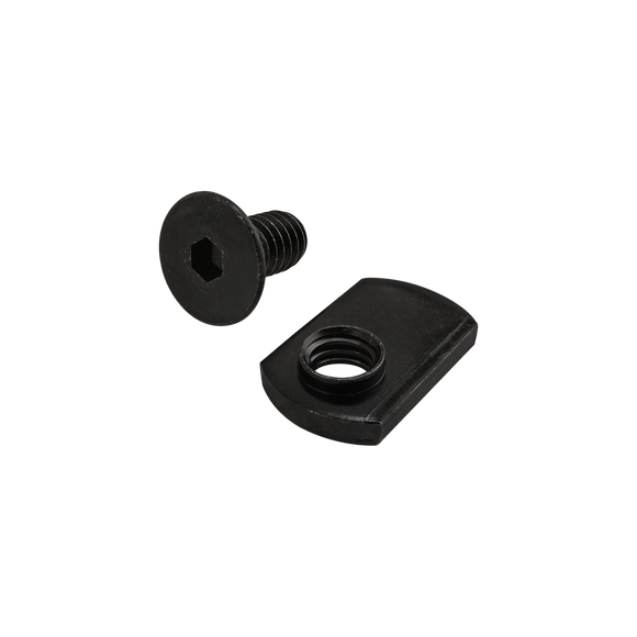 3412 -  Bolt Assembly: 5/16-18 x .625" Black FHSCS with Slide-In Economy T-Nut - Offset Thread - Black Zinc