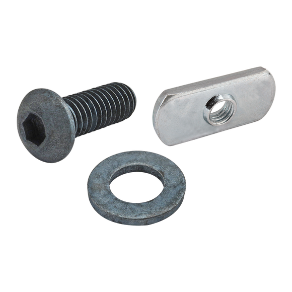75-3480 -  Bolt Assembly: M6 x 16.00mm Blue BHSCS with Washer and Slide-In Economy T-Nut - Centered Thread - Bright Zinc