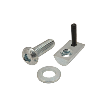 3850 -  Bolt Assembly: M6 x 20.00mm Bright BHSCS with Washer and Roll-In T-Nut with Flex Handle - Bright Zinc