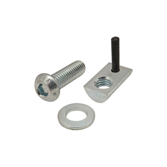 3850 -  Bolt Assembly: M6 x 20.00mm Bright BHSCS with Washer and Roll-In T-Nut with Flex Handle - Bright Zinc
