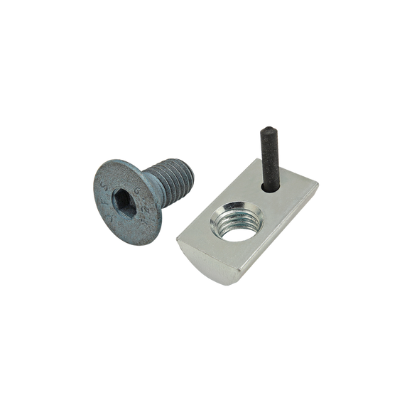 75-3506 -  Bolt Assembly: M8 x 16.00mm Blue FHSCS with Roll-In T-Nut with Flex Handle - Bright Zinc