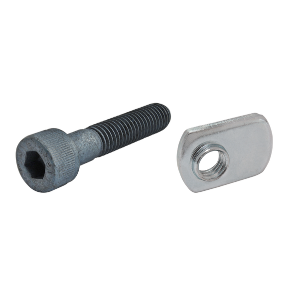 75-3479 -  Bolt Assembly: M8 x 40.00mm Blue SHCS with Slide-In Economy T-Nut - Offset Thread - Bright Zinc