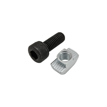 75-3630 -  Bolt Assembly: M8 x 20.00mm Black SHCS with Standard Drop-In T-Nut - Bright Zinc