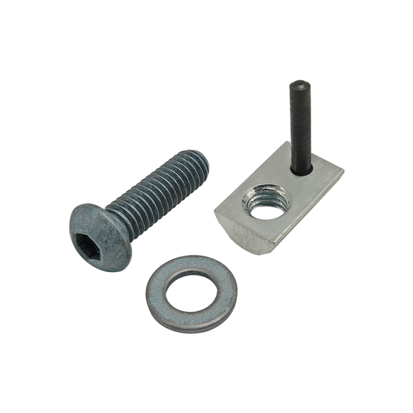 75-3441 -  Bolt Assembly: M6 x 20.00mm Blue BHSCS with Washer and Roll-In T-Nut with Flex Handle - Bright Zinc