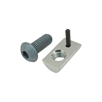 75-3454 -  Bolt Assembly: M8 x 20.00mm Blue BHSCS with Roll-In T-Nut with Flex Handle - Bright Zinc