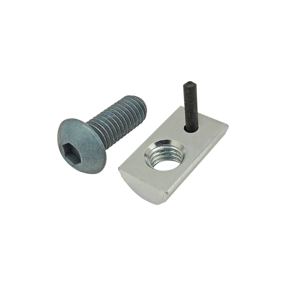 75-3454 -  Bolt Assembly: M8 x 20.00mm Blue BHSCS with Roll-In T-Nut with Flex Handle - Bright Zinc