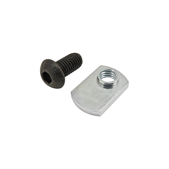 75-3526 -  Bolt Assembly: M8 x 16.00mm Black BHSCS with Slide-In Economy T-Nut - Offset Thread - Bright Zinc