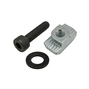 75-3481 -  Bolt Assembly: M5 x 20.00mm Black SHCS with Washer and Standard Drop-In T-Nut - Bright Zinc