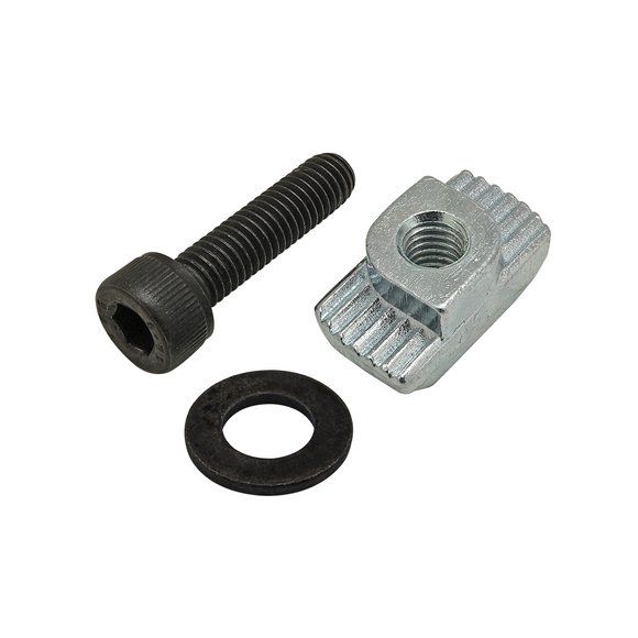 75-3481 -  Bolt Assembly: M5 x 20.00mm Black SHCS with Washer and Standard Drop-In T-Nut - Bright Zinc